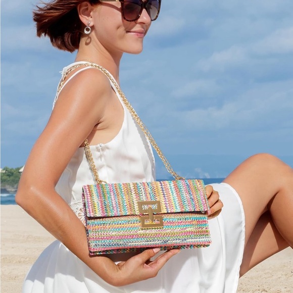 NWOT Multicolor Woven Chain Strap Bag - Picture 4 of 4